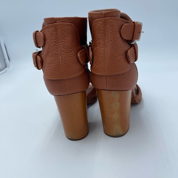 $900 Laurence Dacade Brown Cognac Cutout Leather Buckle Wooden Sandals Heels 41 - Picture 4 of 10